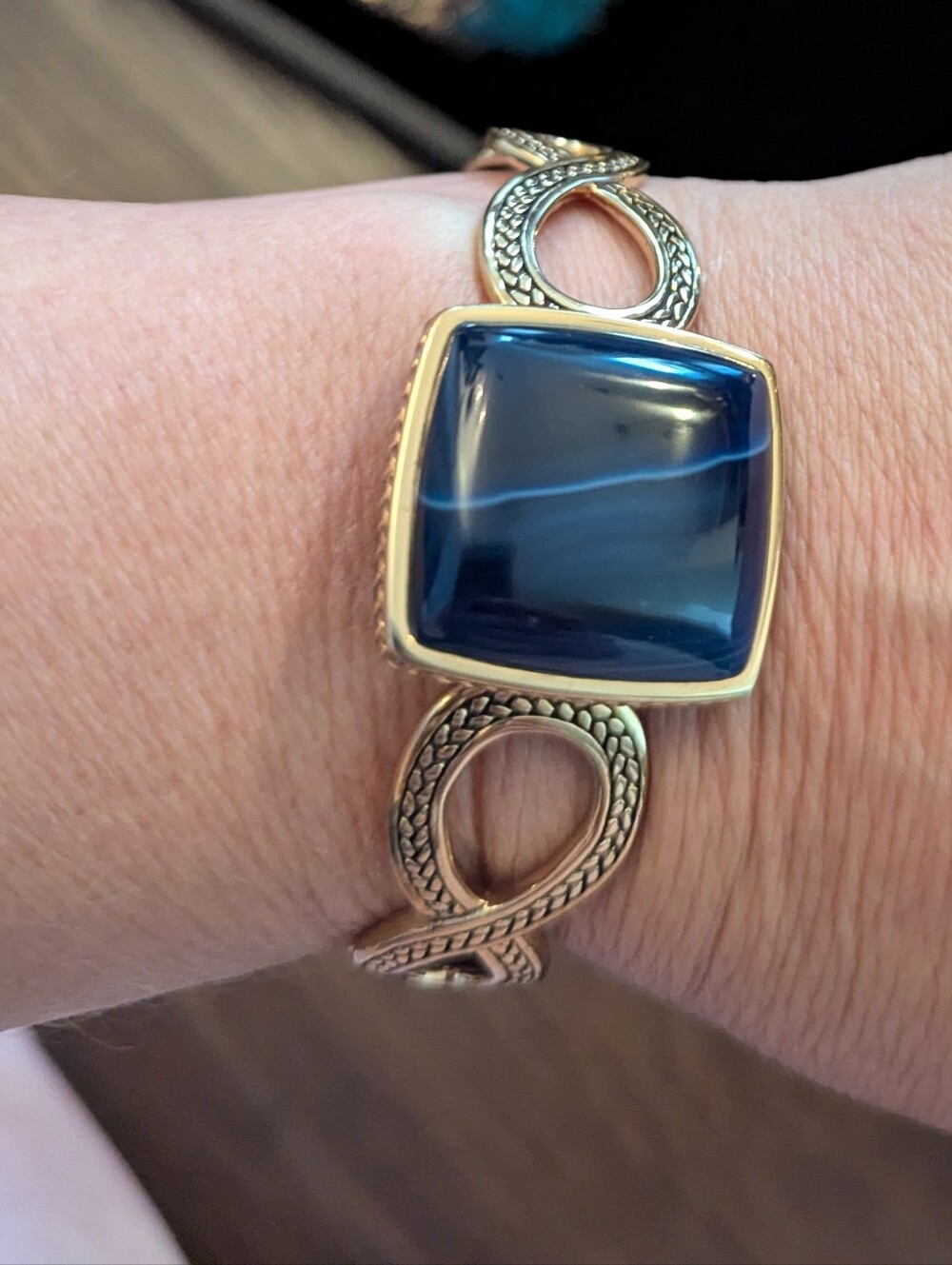 Barse Thailand Genuine Stone Cuff Bracelet, Vintage New